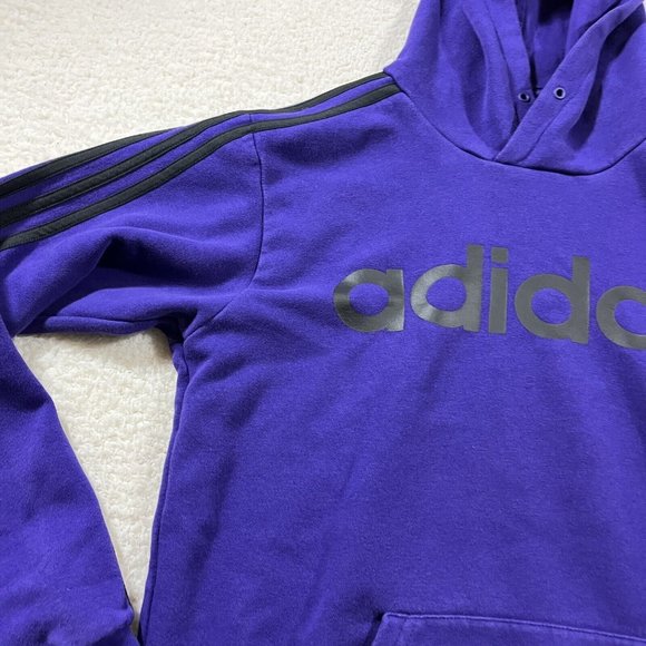 Adidas Hoodie Mens Small Purple Pullover Black Stripe Hooded Activewear - Picture 3 of 9
